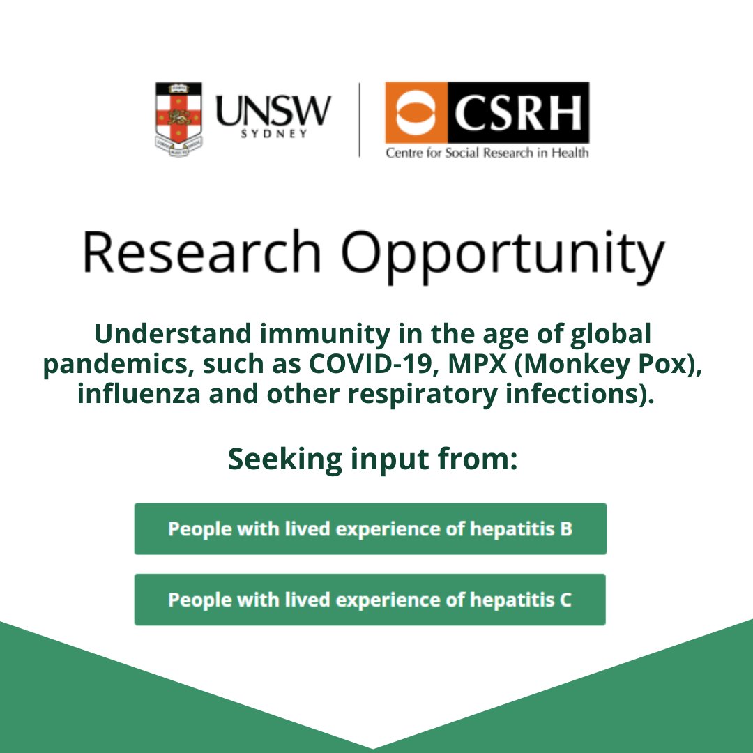 HepAus: .@CSRH_UNSW seeking people with lived experience of #hepatitisB or ...