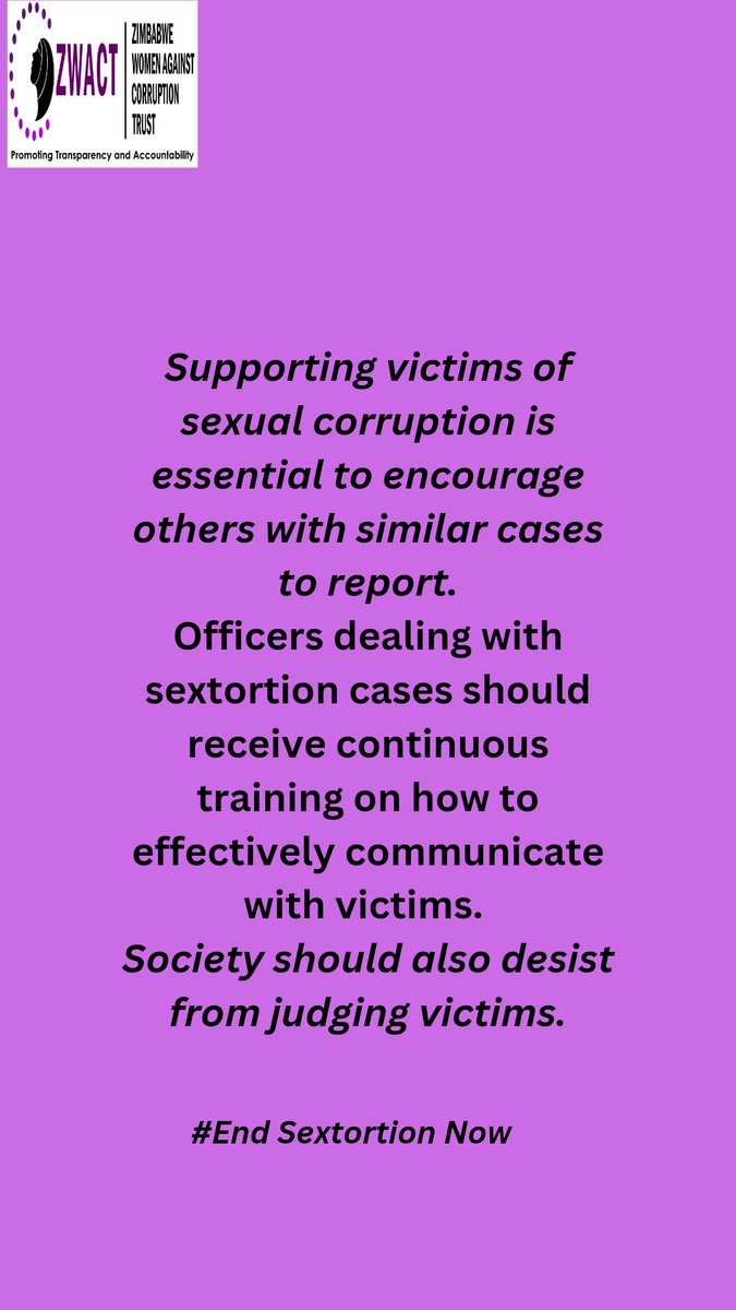 ZWACT_ZW: Victims/ witnesses of #SexualCorruption/#Sextortion should be sup...
